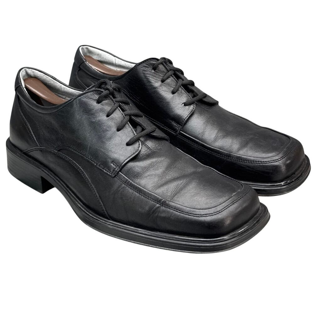 Aldo Black Leather Square-Toe Lace Up Block Heel Derby Dress Shoe Men 11 / 44